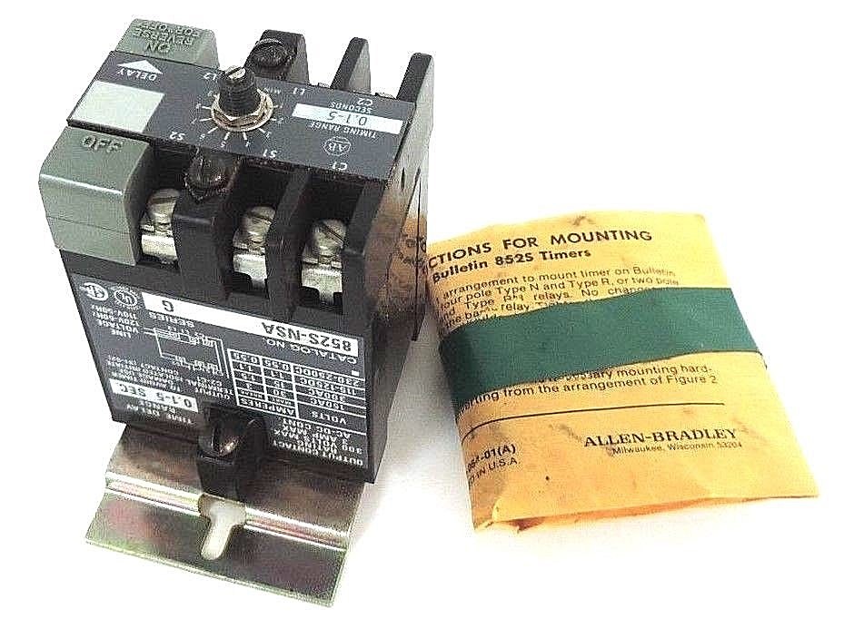 Used NEW ALLEN BRADLEY 852S-NSA SER. G SOLID STATE TIMING MODULE 0.1-5 SEC