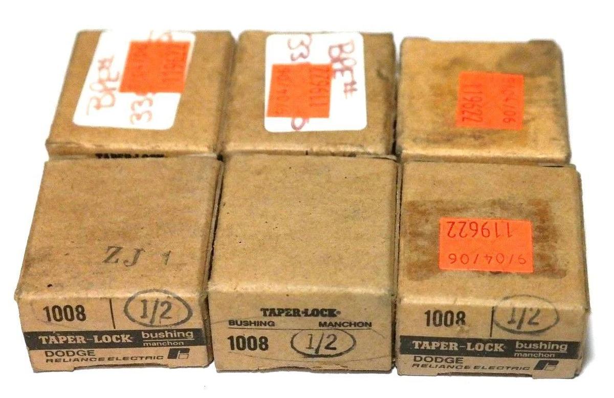 Used LOT OF 6 NIB DODGE 1008 1/2" TAPER-LOCK BUSHINGS 119176