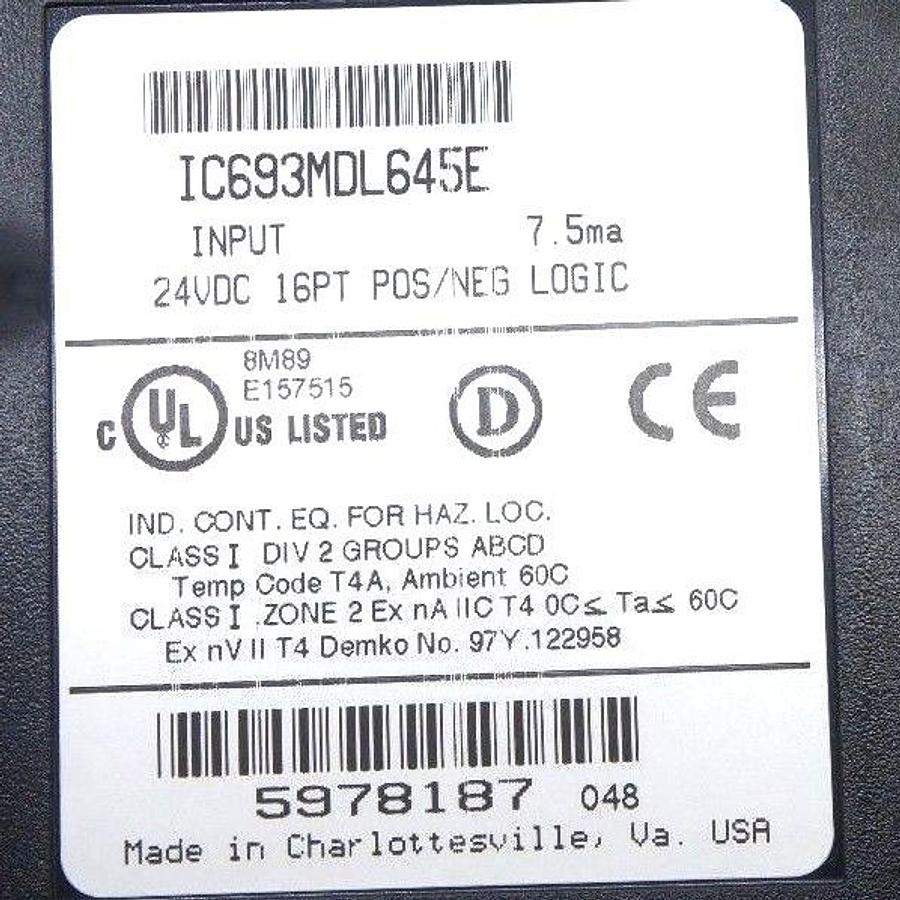 Used GE FANUC IC693MDL645E INPUT MODULE 16 PT POS/NEG, 24VDC