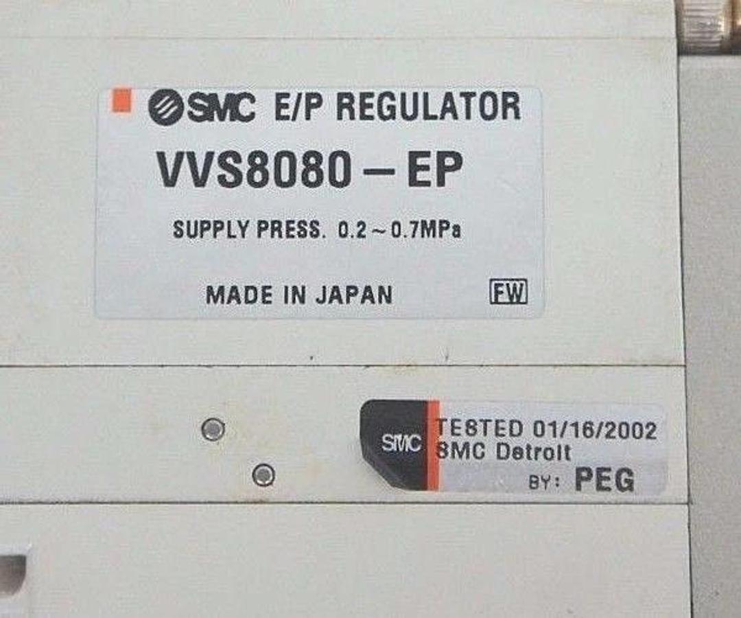 Used SMC VVS8080-EP E/P REGULATOR SUPPLY PRESS: .2-.7MPA, VVS8080EP