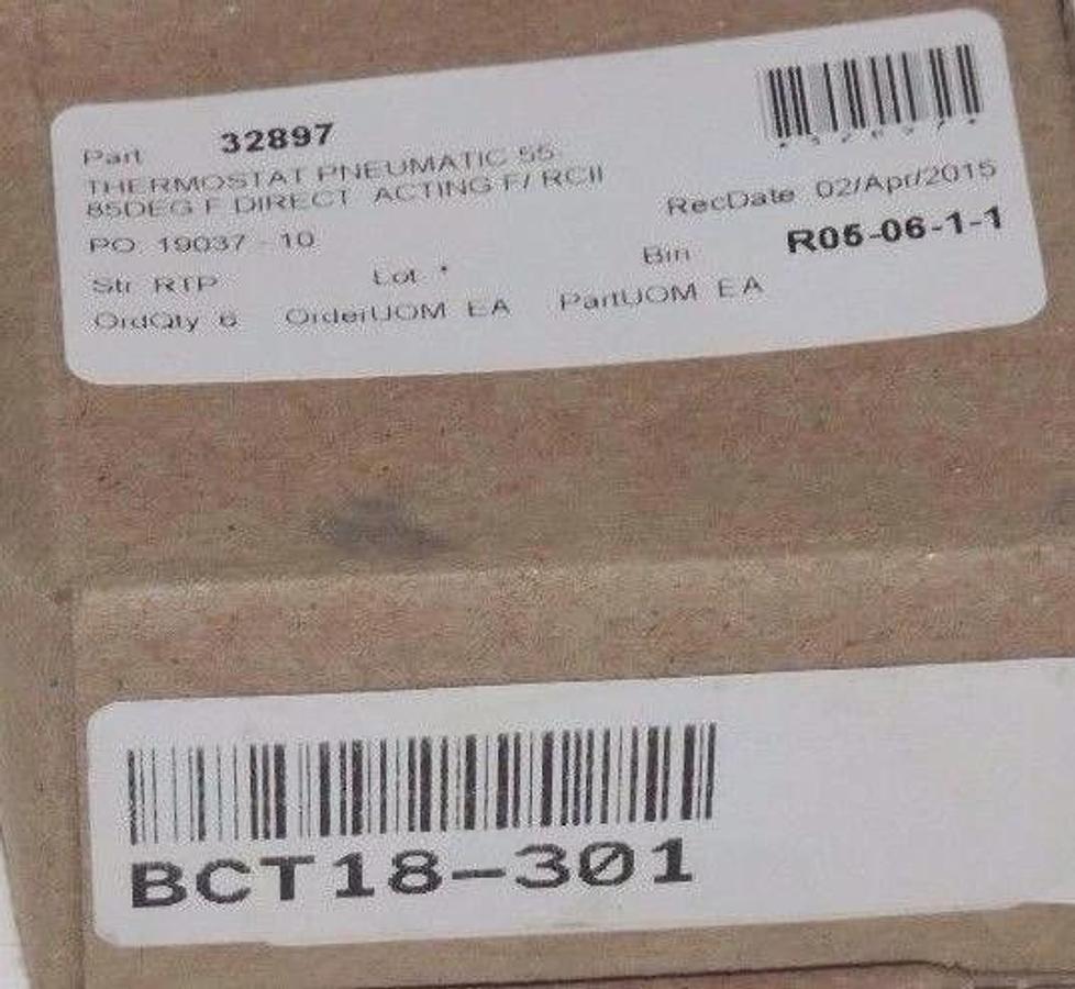 Used NIB PNEUMATIC THERMOSTAT BCT18-301, 55-85 DEG F, DIRECT ACTING F/RCII