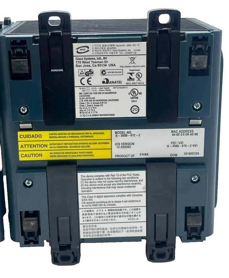 Used Cisco IE-3000-8TC-E Industrial Ethernet Switch w/ 8-Port IEM-3000-8TM= Expansion