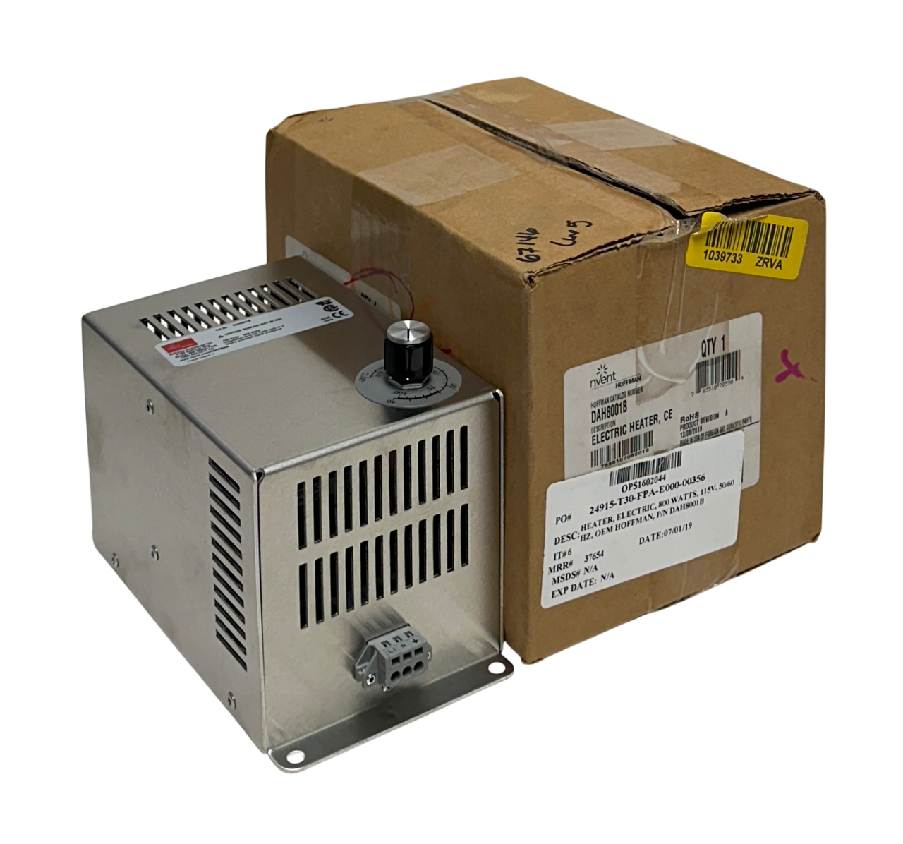 Used nVent HOFFMAN DAH8001B Fan Forced Enclosure Heater | 800W | 120V | Thermostat