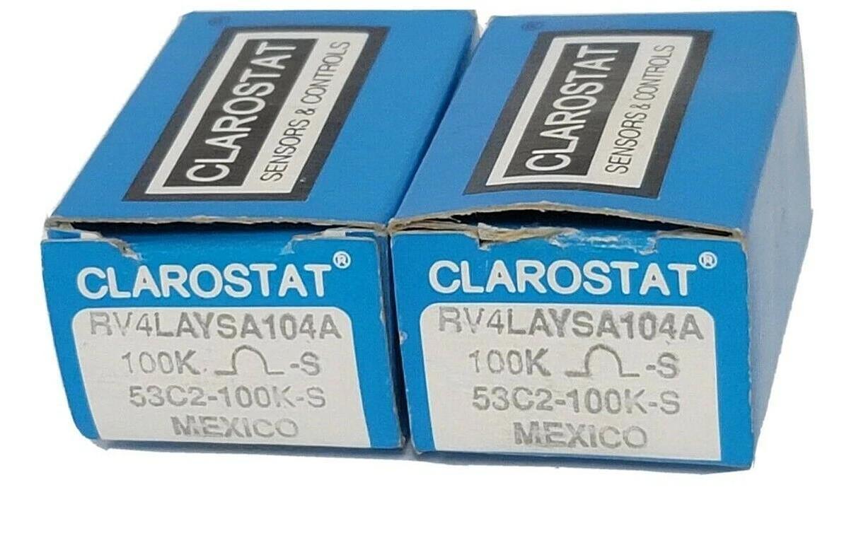 Used LOT OF 2 NIB CLAROSTAT RV4LAYSA104A POTENTIOMETERS 53C2-100K-S