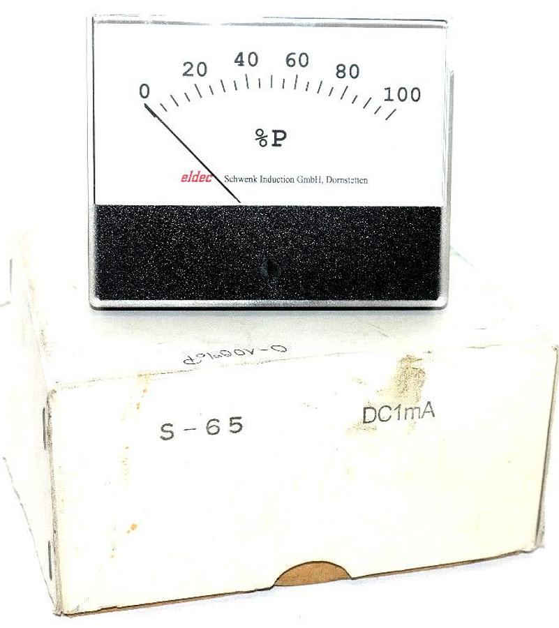 Used NIB ELDEC S-65 METER 0-100 %P DC1mA, S65