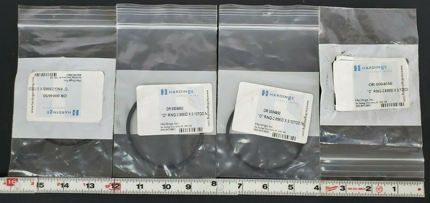 LOT OF 4 NEW HARDINGE OR 0004650 "O" RINGS 2.858 I.D. X 3.137 O.D.