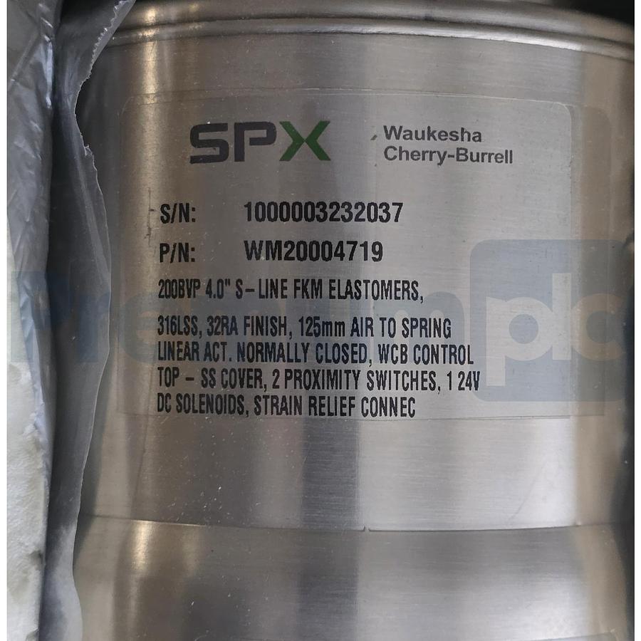 Used SPX 200BVP 4" S-LINE FKM ELASTOMERS BUTTERFLY VALVE w/ ACTUATOR WM20004719 NSNP