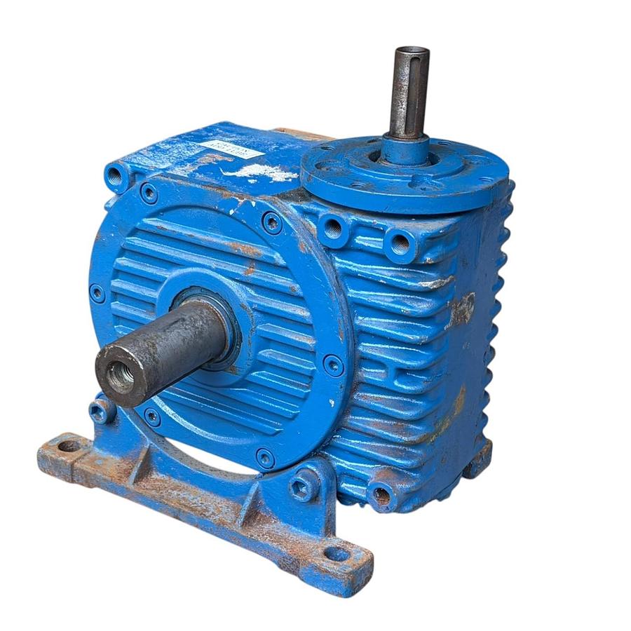 Used Industrial Blue Right Angle Worm Gear Speed Reducer Keyed Shaft Gearbox