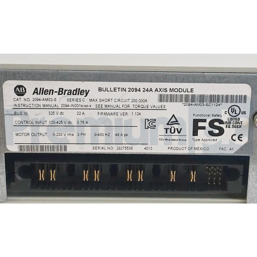 Used Allen Bradley 2094-AM03-S /C Kinetix 6000 Axis Module 24A 230V 5.5kW 2094AM03S