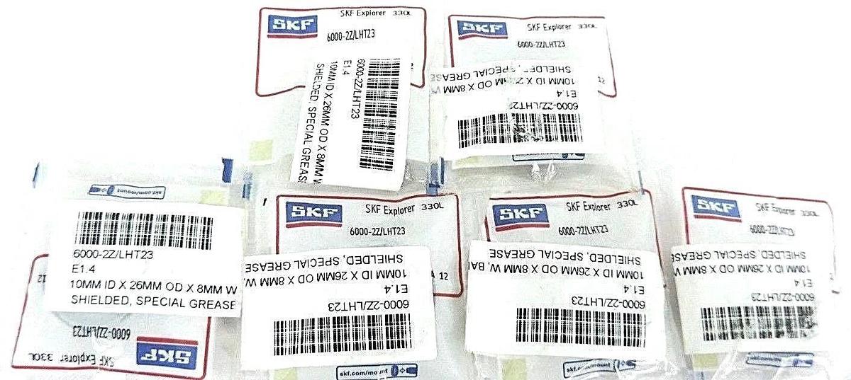 Used LOT OF 6 NEW SKF 6000-2Z/LHT23 BALL BEARINGS 10MM BORE 26MM OD 8MM WIDTH