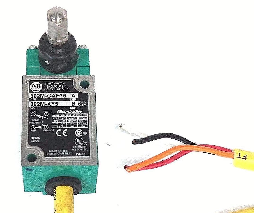 Used ALLEN BRADLEY 802M-CAFY5 SERIES A PRE-WIRED LIMIT SWITCH 802MCAFY5