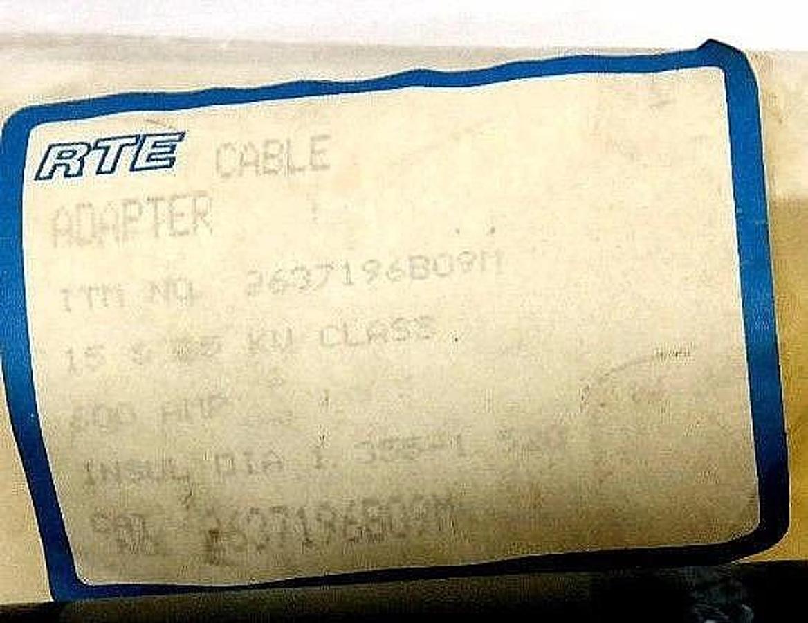 NEW RTE 2637196B09M CABLE ADAPTER INSULATOR 15 & 25 KV CLASS, 600 AMP