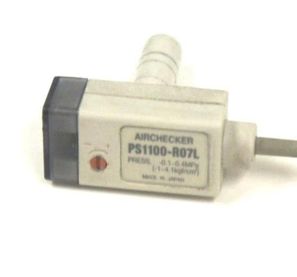 Used SMC AIRCHECKER PS1100-R07L PRESSURE SWITCH, PRESS. -0.1-0.4 MPA, 3 FT 7" LENGTH
