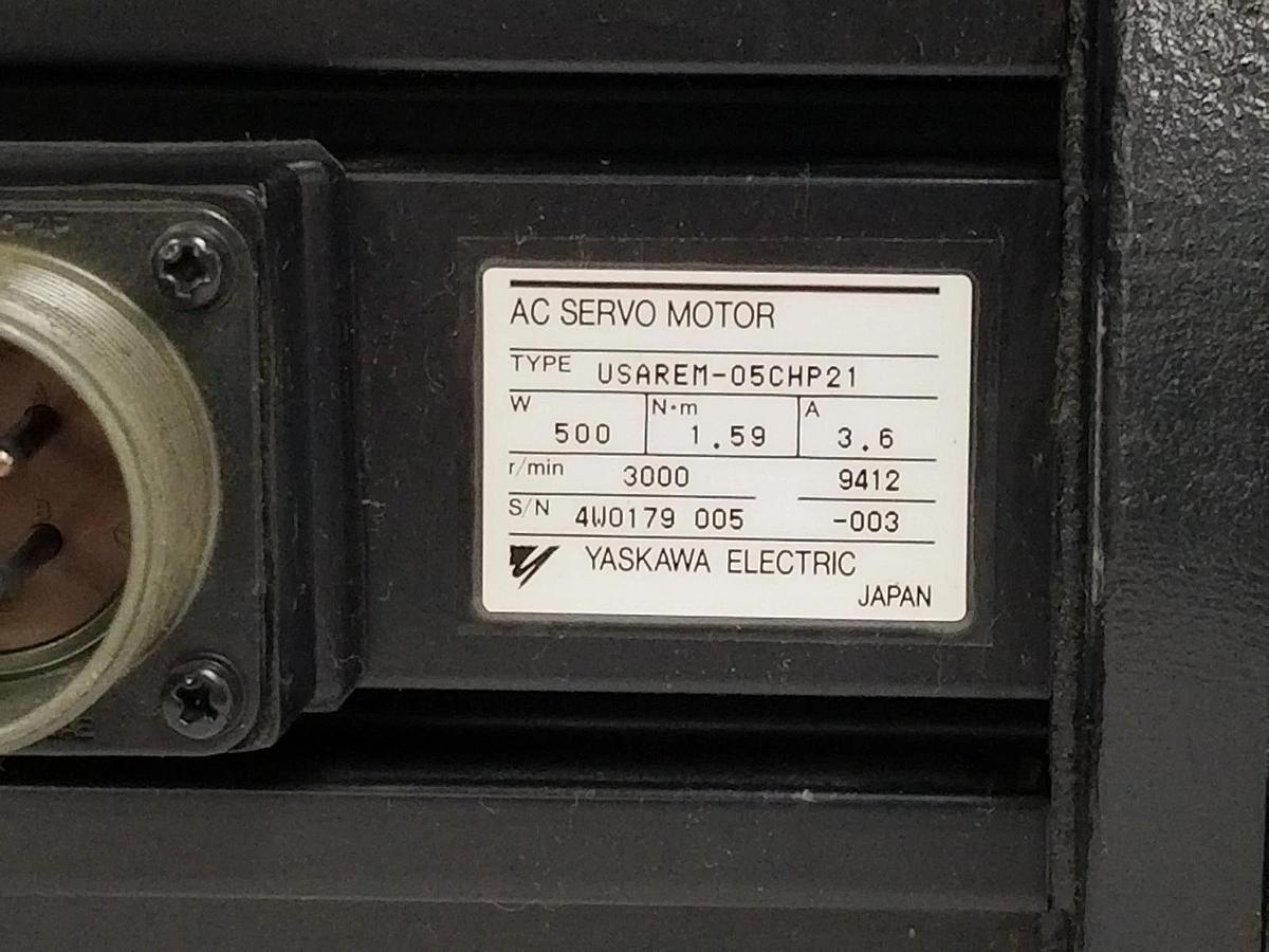 Used YASKAWA USAREM-05CHP21 SERVO MOTOR W/ UTOPI-150VA ENCODER, 3192-MF-2-058 REDUCER