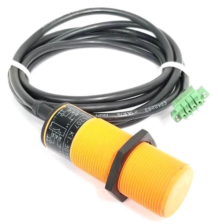 Used IFM EFECTOR KI5207 CAPACITIVE SENSOR KI-3015-FPKG/NI W/ E242293 CABLE