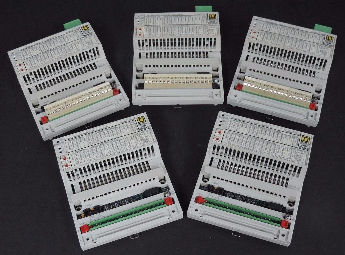 Used LOT OF 5 SQUARE D GROUPE SCHNEIDER 170AEW34000 DEVICENET I/O BLOCKS 52046-344-53
