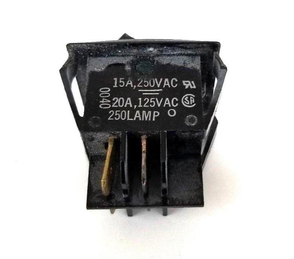 Used CARLINGSWITCH GREEN TOGGLE SWITCH 15/20A, 250/125VAC, 250LAMP, 0040