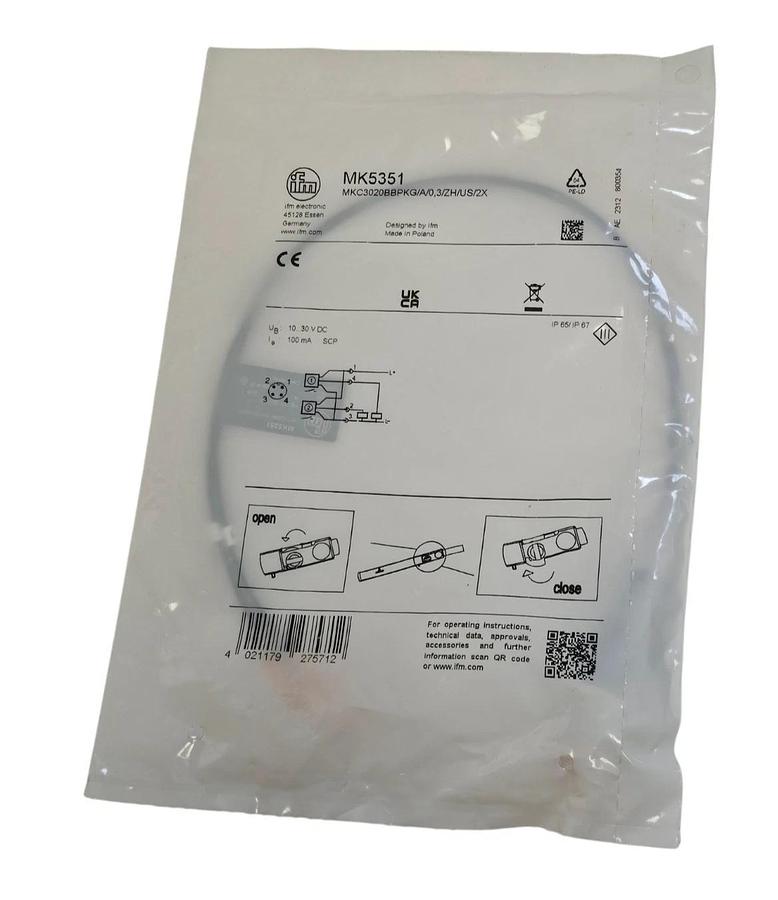 Used NEW IFM MKC3020BBPKG/A/0,3/ZH/US/2X CYLINDER SENSOR MK5351 10...30V DC 100mA
