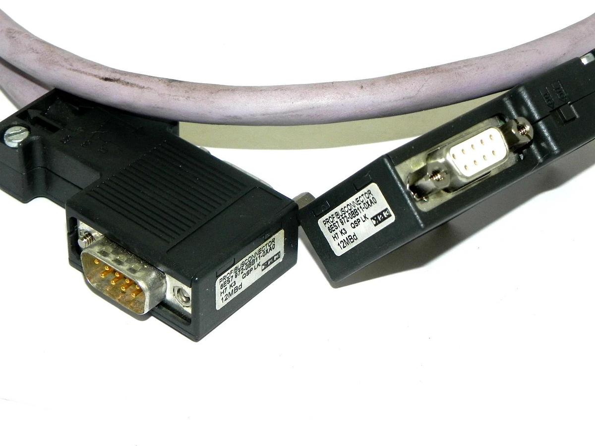 Used 2 SIEMENS 6ES7-972-0BB11-0XA0 CONNECTORS 6ES79720BB110XA0 WITH 37'' CABLE