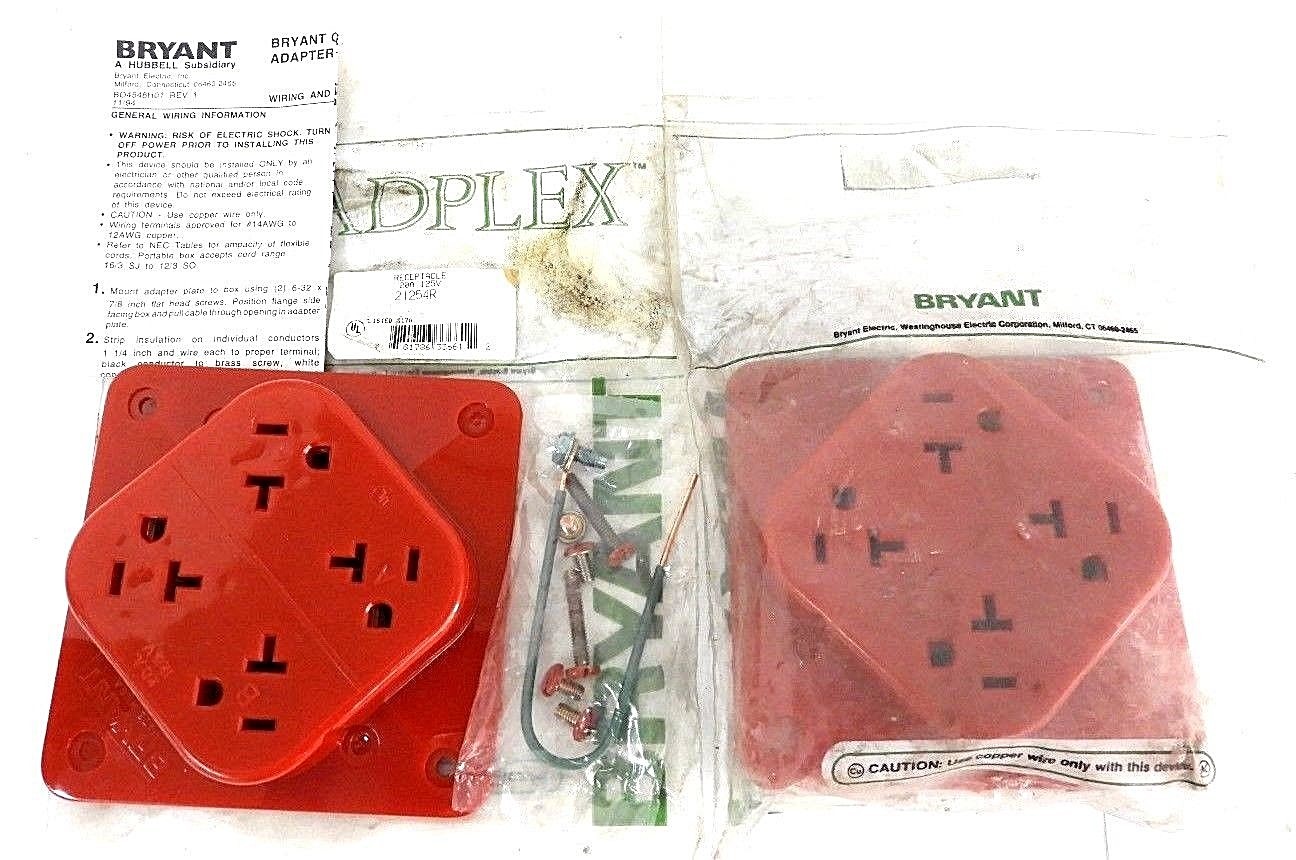 LOT OF 2 NEW BRYANT 21254R RECEPTACLES 20A, 125V