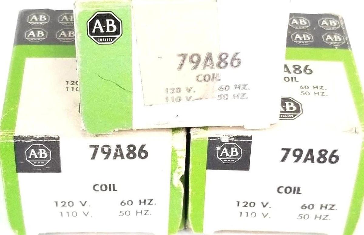 Used LOT OF 3 NIB ALLEN BRADLEY 79A86 CONTACTOR COILS 110V-50HZ 120V-60HZ