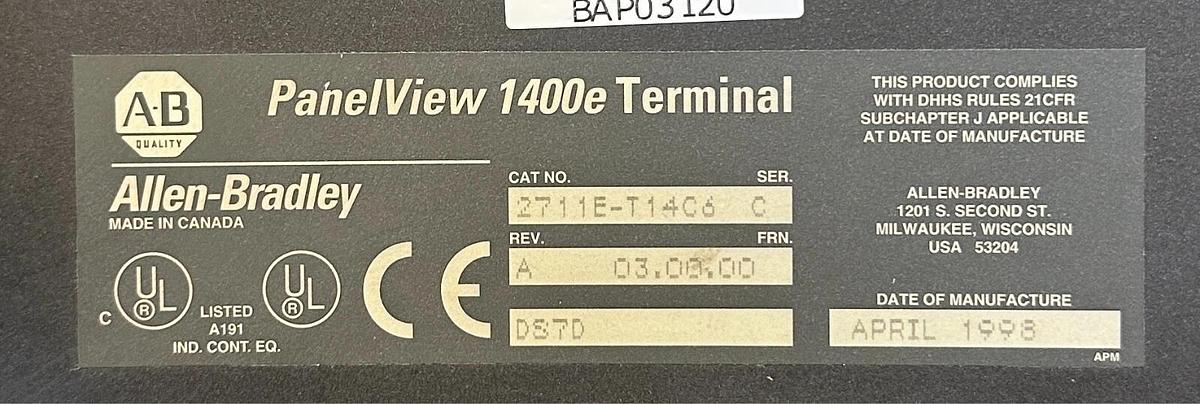 Refurbished ALLEN BRADLEY 2711E-T14C6 /C PanelView 1400e TERMINAL 2711ET14C6 REPAIRED