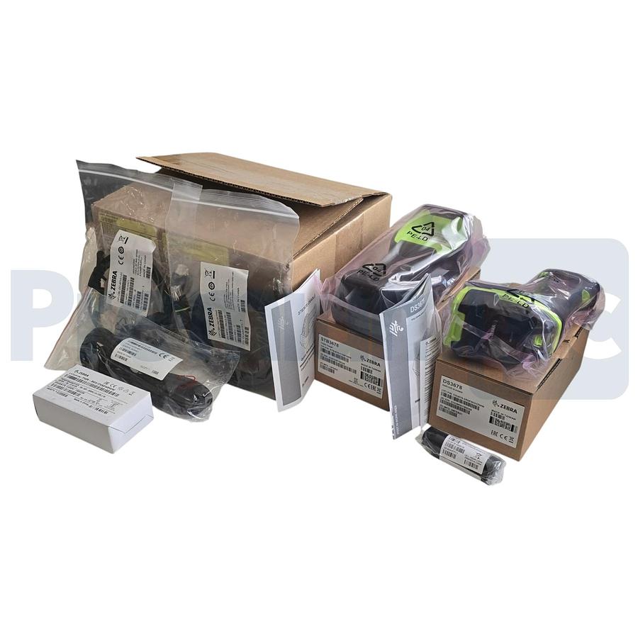 Used Zebra DS3678-SR3U4210SFW DS3678-SR Barcode Scanner USB Kit w/Cradle, Cables, PSU