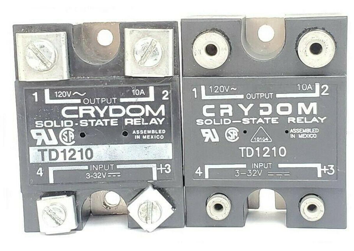 Used LOT OF 2 CRYDOM TD1210 SOLID STATE RELAYS 120V 10A