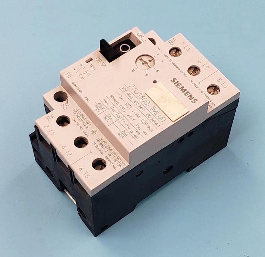 Used LOT OF 2 SIEMENS 3VU1300-1ML00 STARTER MOTOR PROTECTORS 6-10AMP, 3VU13001ML00