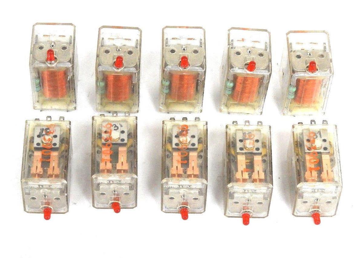 Used LOT OF 10 POTTER & BRUMFIELD R10L-E1P2-V185 RELAYS 12VDC 120VAC