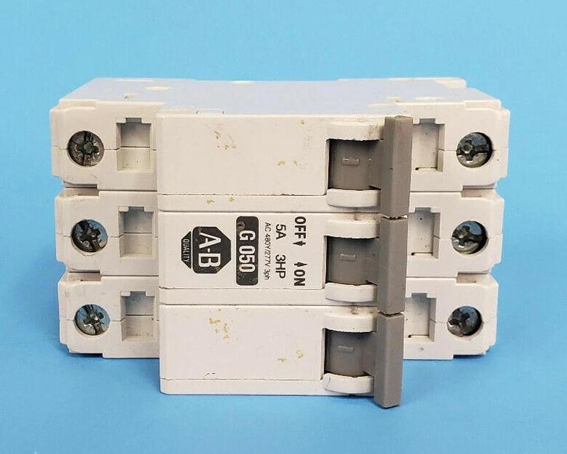 Used ALLEN-BRADLEY 1492-CB3-G050 SER. C CIRCUIT BREAKER, 5A, 3HP, 1492CB3G050