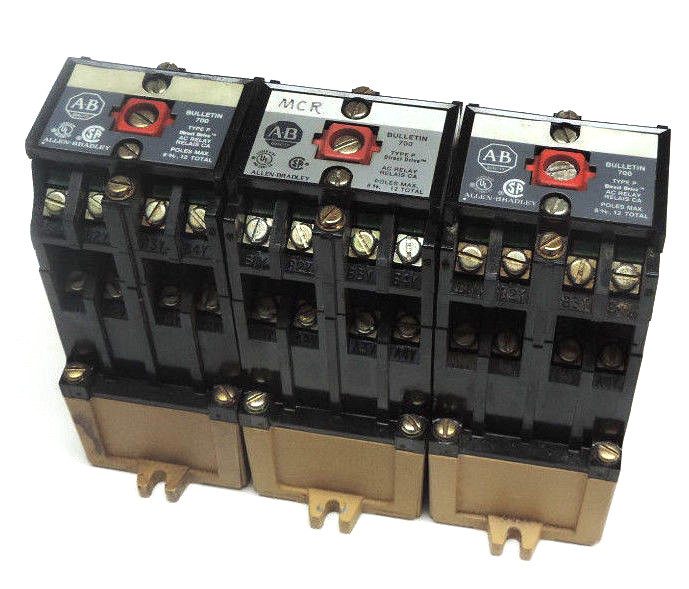 Used LOT OF 3 ALLEN BRADLEY 700-P800A1 TYPE P CONTROL RELAYS SER B 115-120V/60HZ