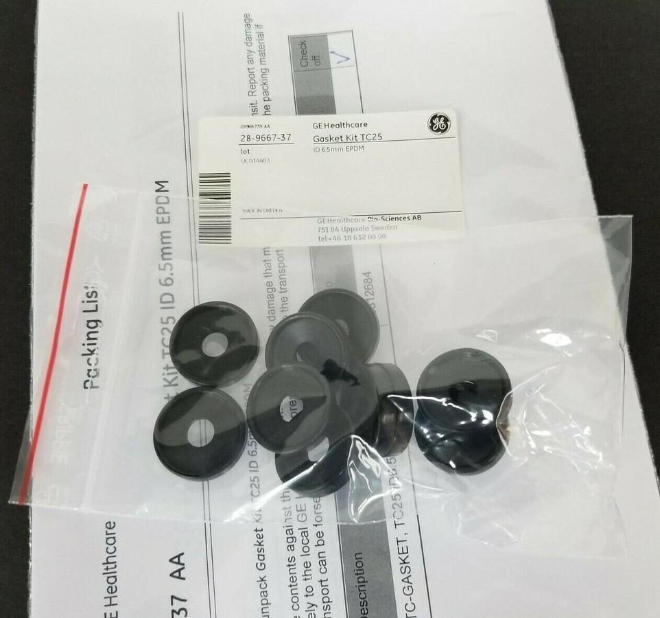 Used NEW GE HEALTHCARE 28-9667-37 GASKET KIT TC25 ID 6.5mm EPDM 28966737