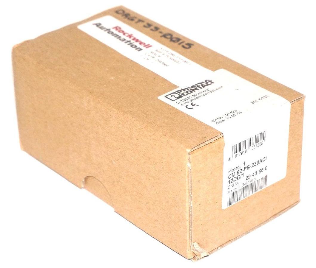 Used FACTORY SEALED PHOENIX CONTACT CM 62-PS-230AC/12DC/1 POWER SUPPLY 2943660