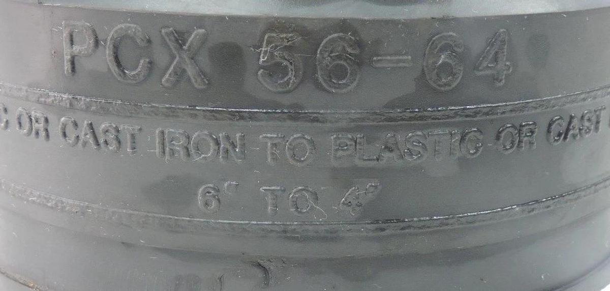 NEW PIPECONX BY UNISEAL PCX 56-64 RUBBER COUPLING 6" TO 4" MISSING ONE CLAMP