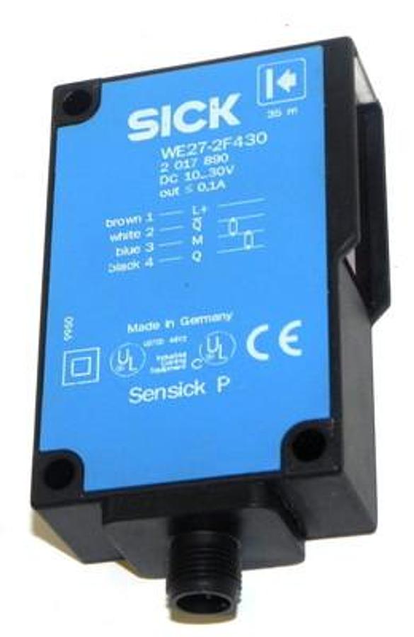 Used SICK OPTIC WE27-2F430 THROUGH-BEAM PHOTOELECTRIC SENSOR WE272F430, 2017890