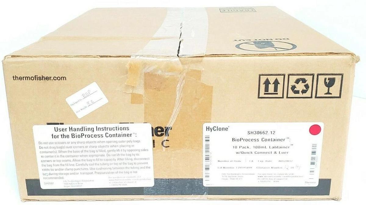 Used BOX OF 10 NEW THERMO FISHER SH30662.12 LABTAINER 100mL W/ QUICK CONNECT
