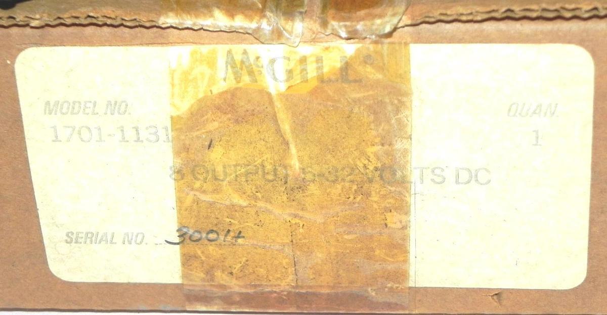 Used MCGILL 1701-1131 OUTPUT BOARD 5-32 VOLTS DC 1701-76541 (IN BOX)