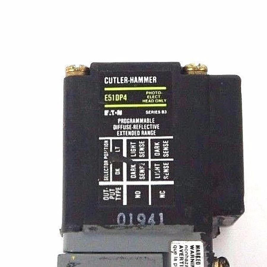 Used CUTLER-HAMMER E51DP4 SER. B3 PHOTOELECTRIC HEAD W/ E51SCL & E51RC