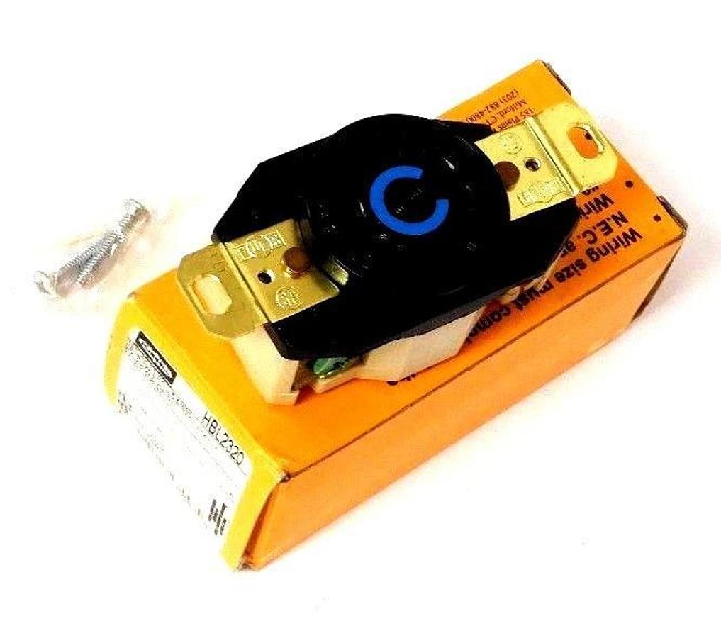Used NIB HUBBELL HBL2320 TWIST LOCK RECEPTACLE 20A, 250VAC/DC, 2POLE, 3WIRE