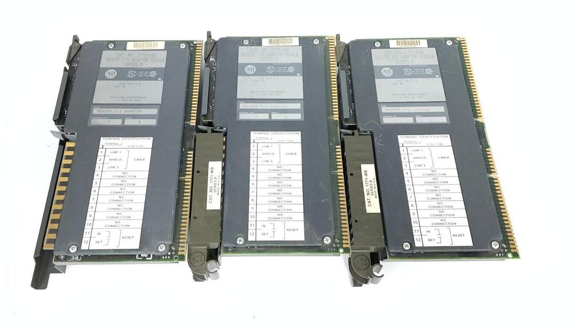 Used LOT OF 3 ALLEN BRADLEY 1771-ASB REMOTE I/O ADAPATER MODULES F/W REV. C SER. B