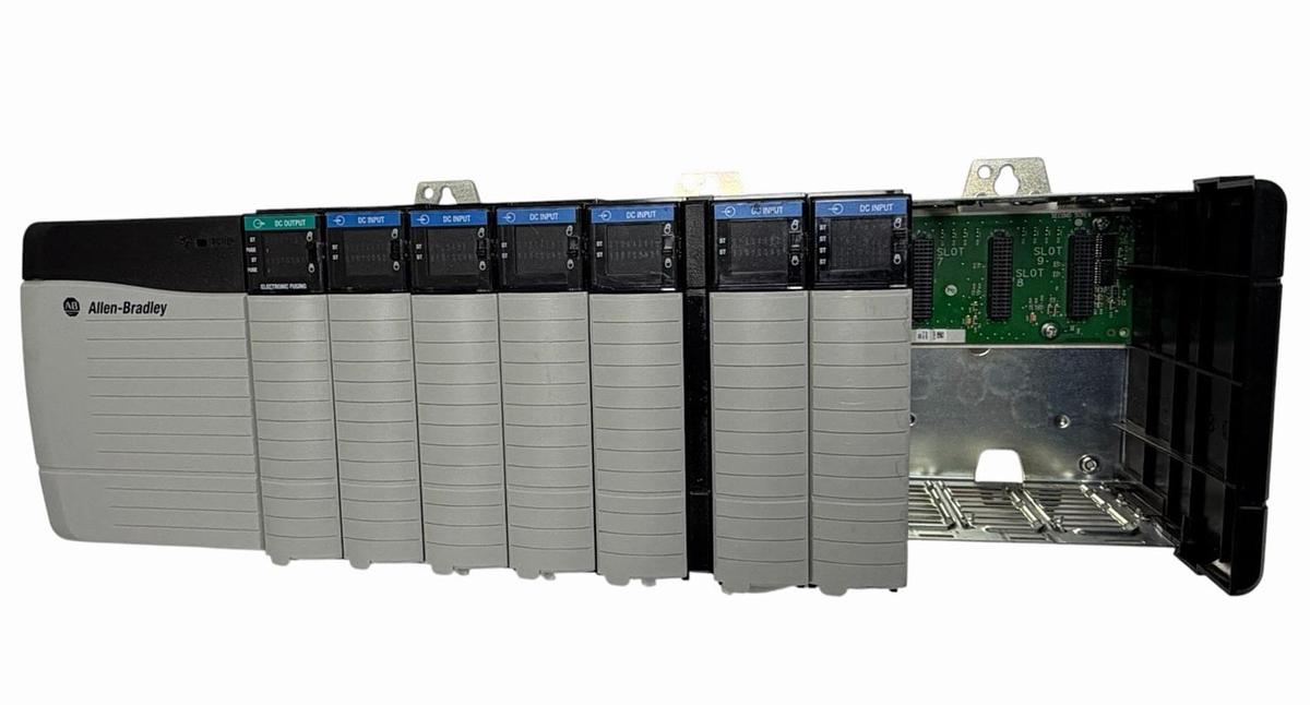 Used ALLEN BRADLEY 1756-A10 SLOT RACK W/ 1756-PB75 POWER SUPPLY 1756-OB16E & MORE