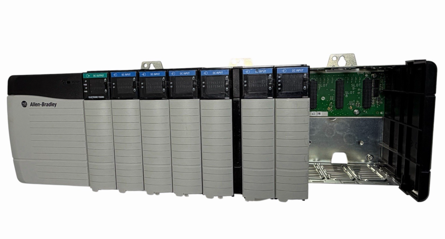 Used ALLEN BRADLEY 1756-A10 SLOT RACK W/ 1756-PB75 POWER SUPPLY 1756-OB16E & MORE