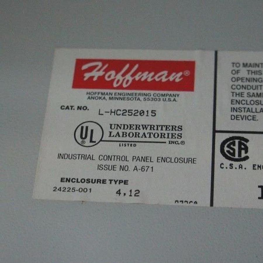 Used HOFFMAN ENCLOSURES L-HC252015 ENCLOSURE TYPE 4,12, 250X200X150