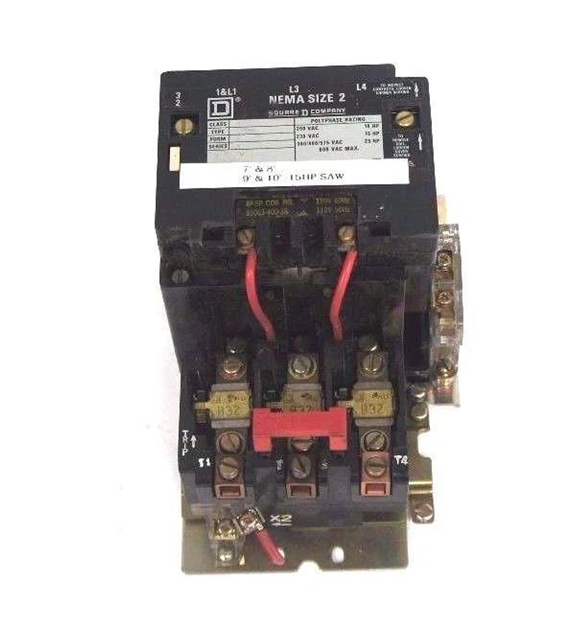Used SQUARE D 8536-SDO2 FORM: S SERIES: A SIZE 2 STARTER W/ 31063-400-38 COIL