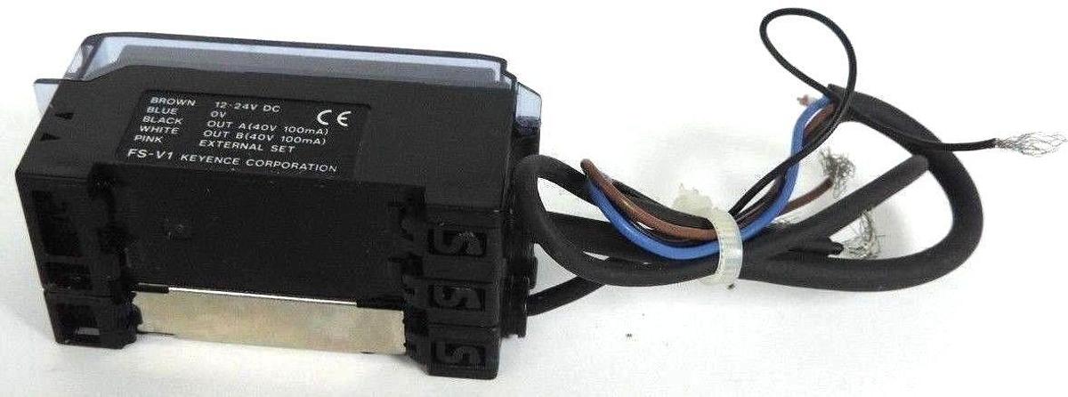 Used KEYENCE FS-V1 PHOTOELECTRIC FIBER AMPLIFIER & FS-T2 FIBEROPTIC SENSOR