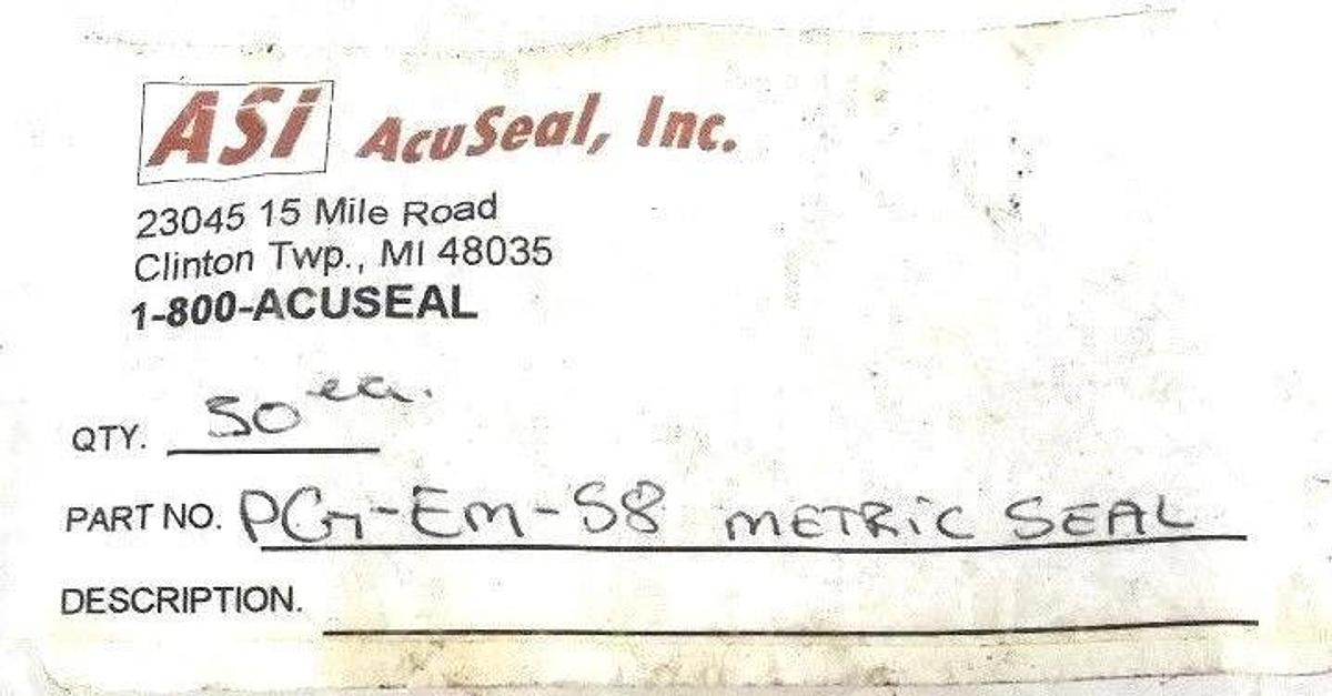 Used LOT OF 19 NEW ASI ACUSEAL PG-EM-58 METRIC SEAL PG-EM-S8