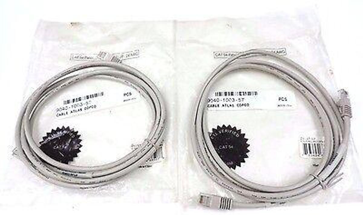 LOT OF 2 NEW ATLAS COPCO 9040-1003-57, 241ST-07, 07' RJ45 MALE-MALE CAT5e CABLES