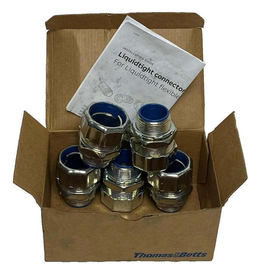 Box of 5) THOMAS & BETTS 5335 Liquidtight Connector | 1-1/4" Straight INSULATED