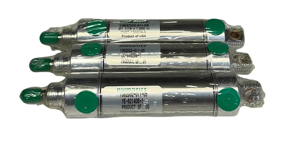 Used 3 NUMATICS 1062D02-01I-05 / 1062D0201I05 PNEUMATIC CYLINDERS DOUBLE-ACTING NSMP